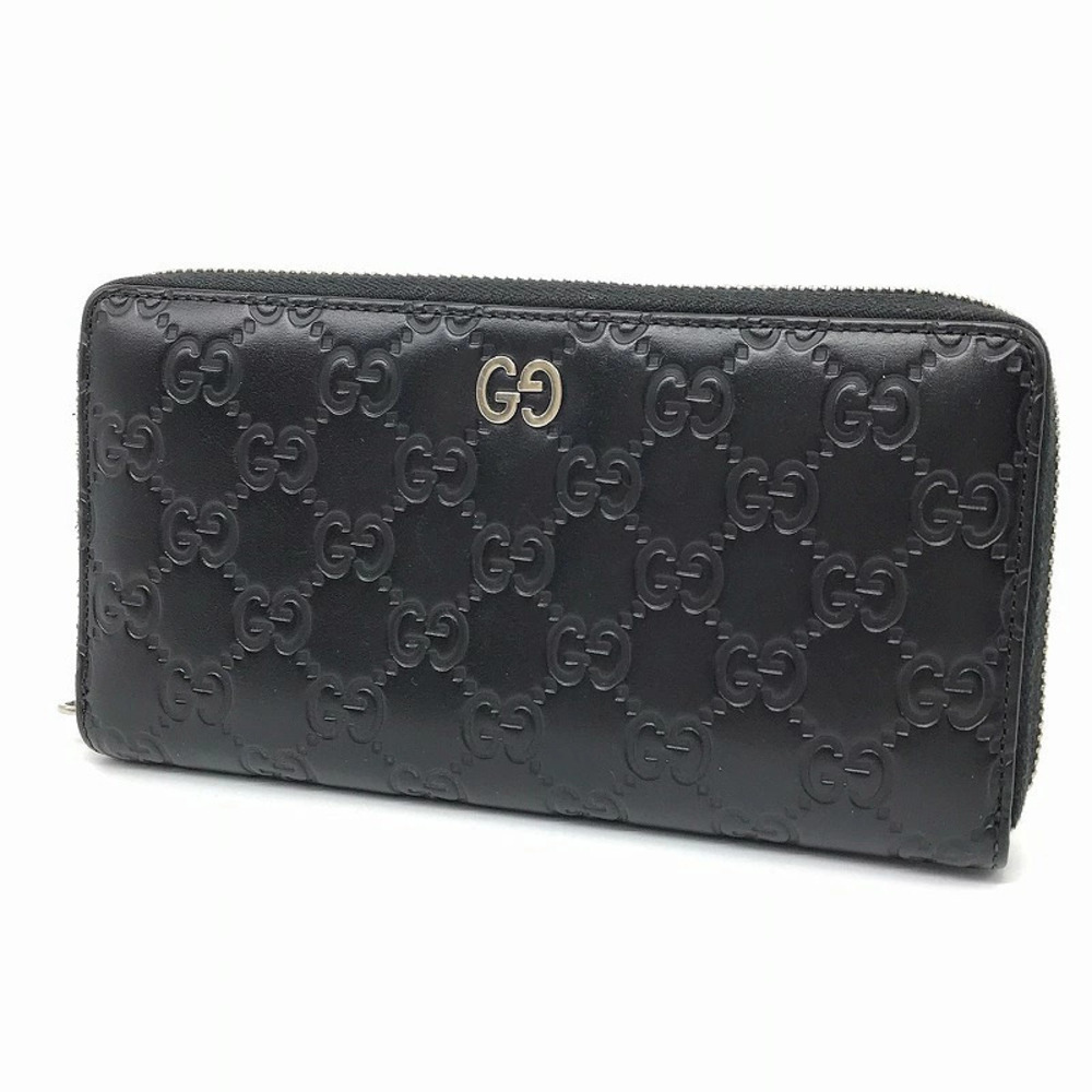 Gucci Guccissima Round Zipper Long Wallet Black